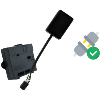 Boîtier noir avec un connecteur noir en premier plan avec un Inda Offline derrière et une icône de prise qui s’emboîte avec un check vert.