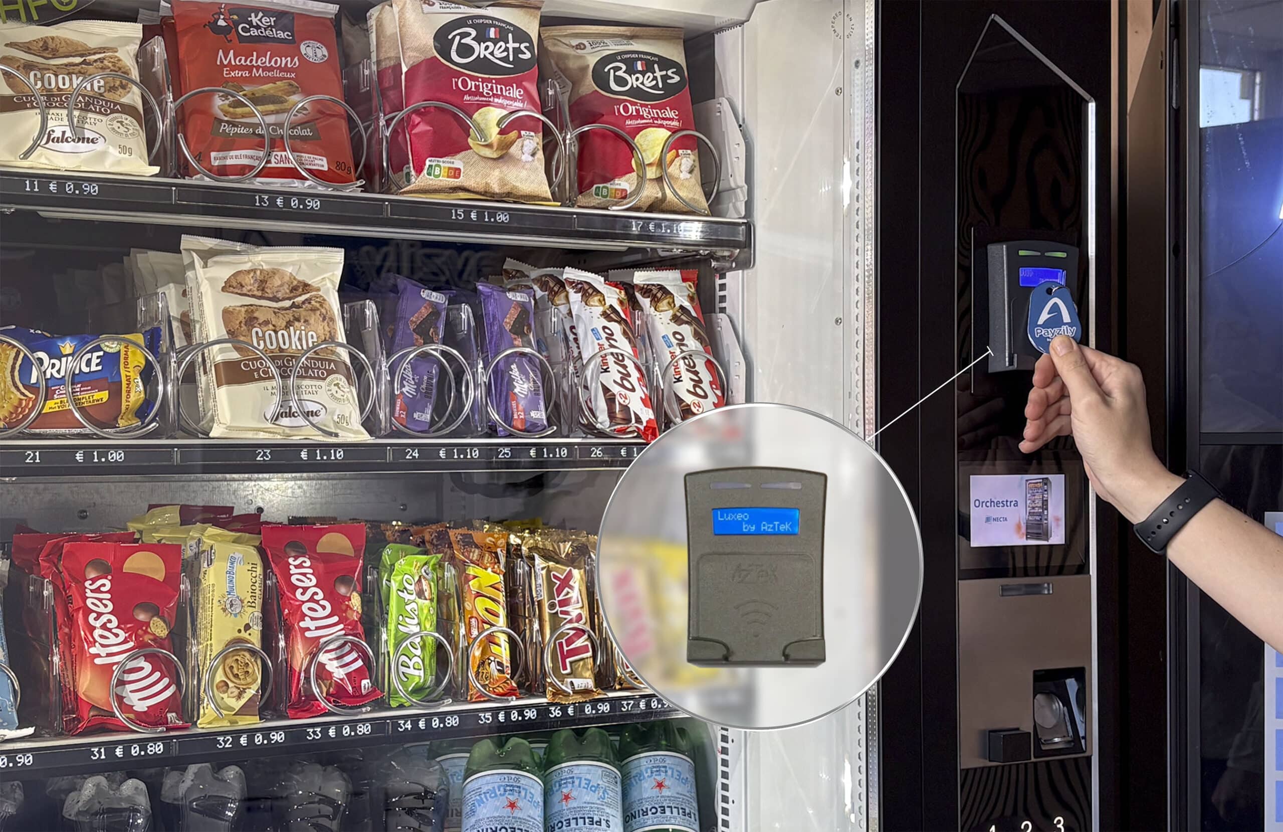 Gamme complète de lecteurs de paiement cashless Aztek pour automates